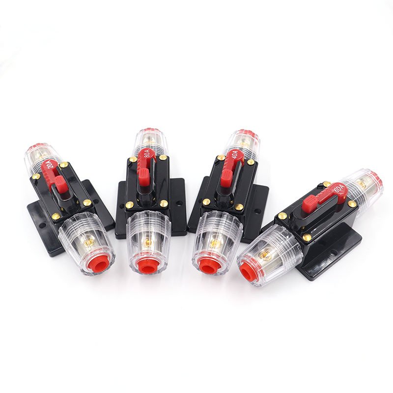 Circuit Breaker Switch Waterproof Fuse Inline Holder 3-15 AWG Resettable Fuse Manual Reset 12V-48V DC Car Audio Sound Amplifier