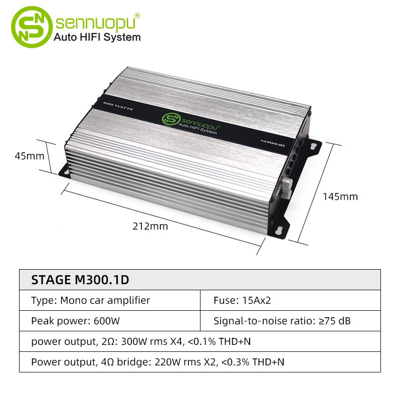 Sennuopu Class D Car Audio Amplifier Dsp Audio Processor Monoblock Amp Car Amplifier 600W Universal Usilitel Sound Car Mono