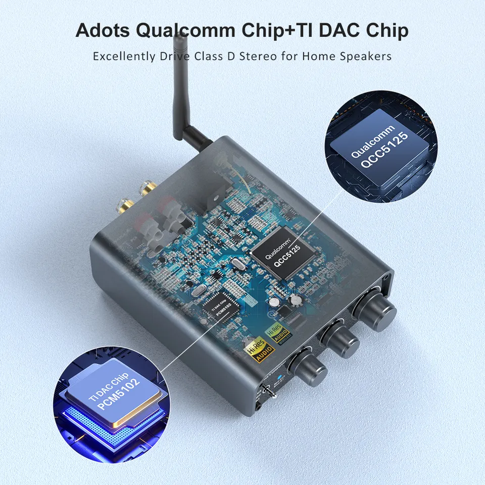 Wholesale Hot Sell Audio Amplifier Receiver Bluetooth 5.1 and Line in Dual Model 1Mii DS300 Support Aptx Aptx HD for TV Speaker