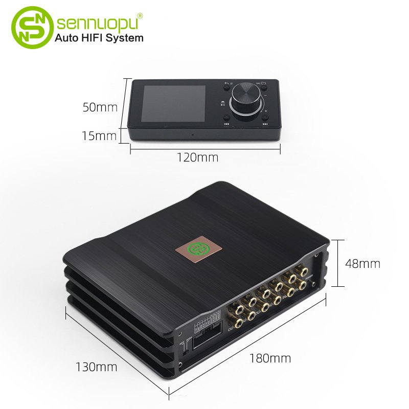 OEM Sennuopu Audio Power Car Stereo Amplifier Audio Car DSP Processor Amplifiers Aluminium Alloy Black Improve Car Acoustics 1KG