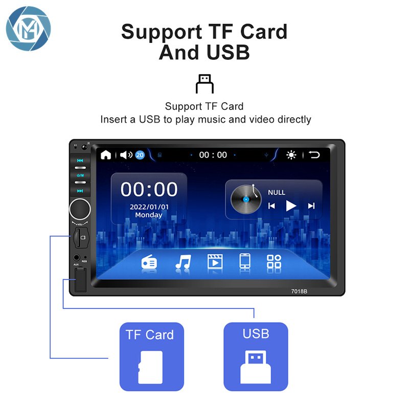 1 DIN 7 Inch Car MP5 HD Touch Screen BT FM Radio Car Multimedia Player Reverse Camera
