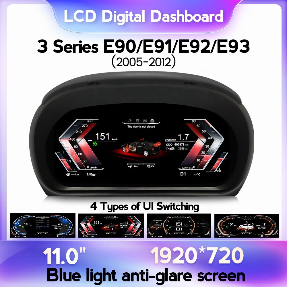 MEKEDE LCD Digital Dashboard Cluster 1920*720 Virtual Screen Linux System for BMW 3 Series E90/E91/E92 E93 2005 2006 2007 2012