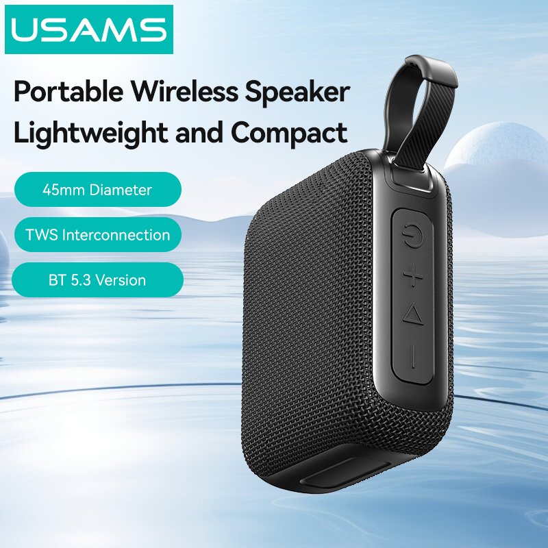 USAMS YX015 Mini Portable High Power Stereo Subwoofer Waterproof BT5.3 Bluetooth Wireless Outdoor Speaker