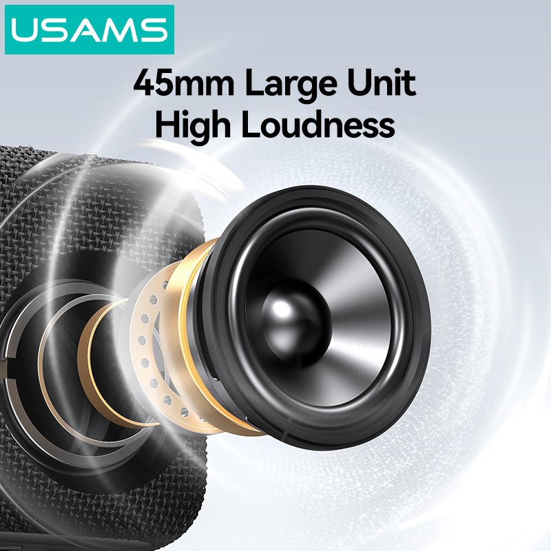 USAMS YX015 Mini Portable High Power Stereo Subwoofer Waterproof BT5.3 Bluetooth Wireless Outdoor Speaker