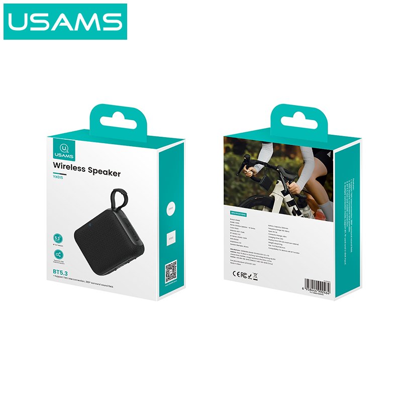 USAMS YX015 Mini Portable High Power Stereo Subwoofer Waterproof BT5.3 Bluetooth Wireless Outdoor Speaker