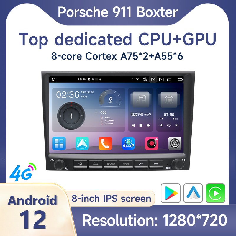 8''7862 Android13.0 4G+64G/8G+128G Car Media Radio GPS 4G WiFi Carplay for Porsche 911 Cayman Boxster 987 997 Facelift 2005-2012
