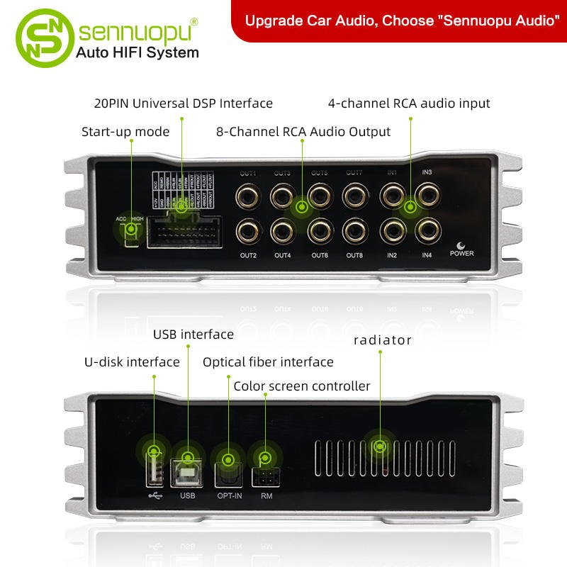 Sennuopu X10B Bluetooth 4 Ch Automotive Car Amplifier Stereo Dsp Audio Processor Subwoofer Amp 12 V 8 Channel Universal 2 KG