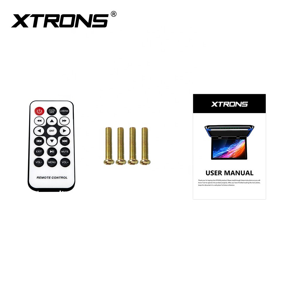XTRONS 14" Ultra Thin Car Roof Monitor With Ambient Light Built in Speaker HD in Dual AV in IR/FM Transmitter Car TV