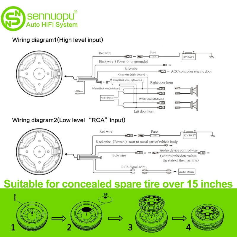 Sennuopu Car Woofer Subwoofers Spare Tire 10 Inches Subwoofer for Car Music System