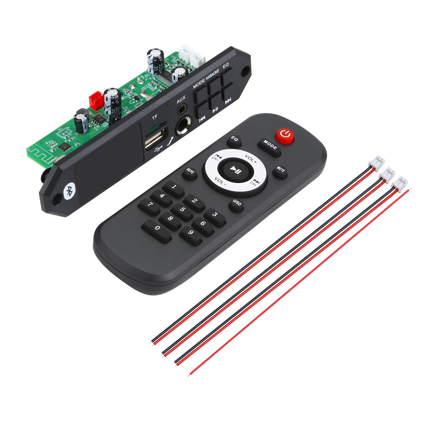 80W Amplifier Bluetooth 5.0 MP3 Player Handsfree 12V 24V Car FM Radio Module TF USB Digital Microphone Control Voice Recorder