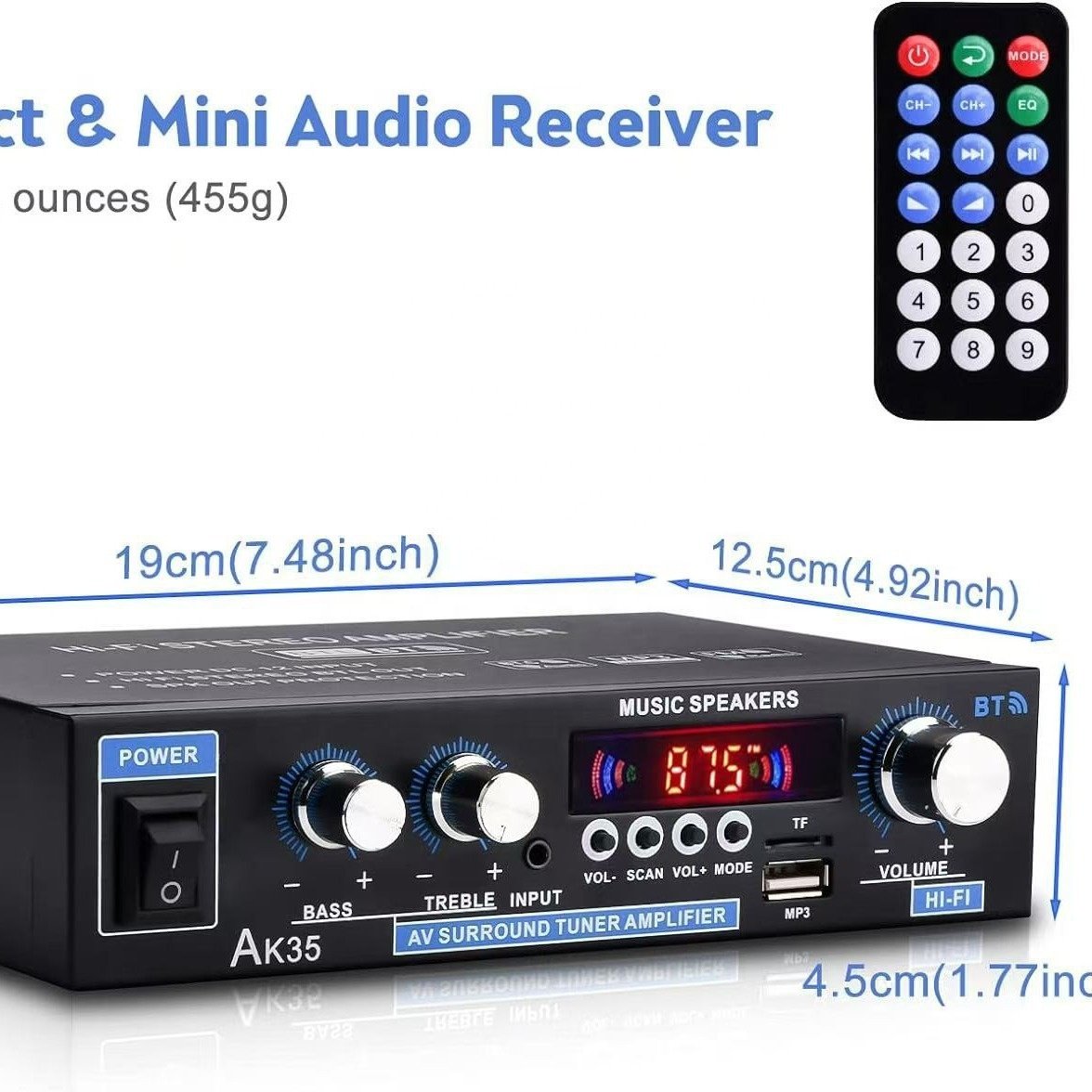 AK35 Digital BT Power Player U Disk Reading Card Radio 2.0 Sound Channel Car Home Small Power Amplifier