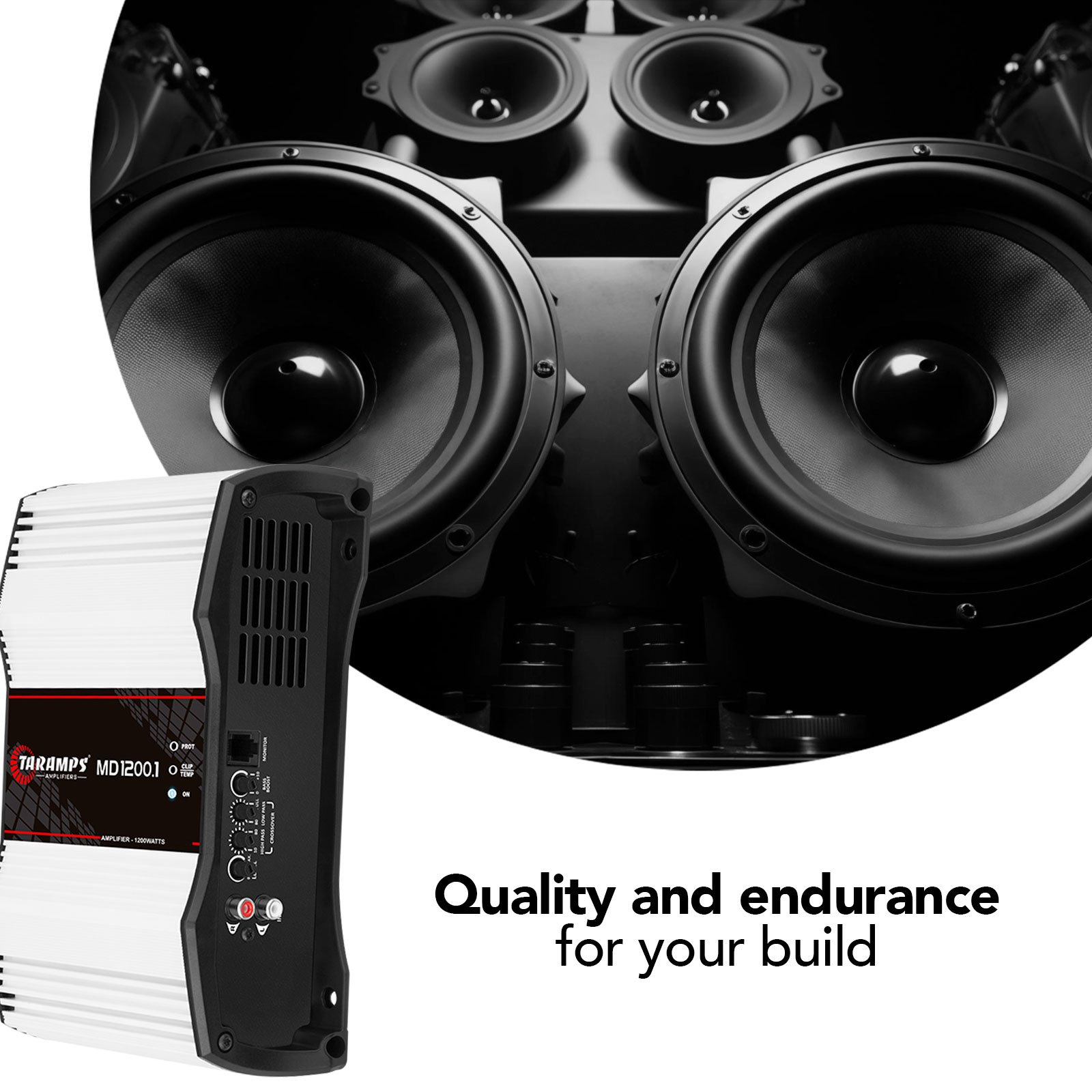 Taramps MD 1200.1 Amplifier 1200 Watts RMS 1, 2 or 4 Ohms High Efficiency Digital Bass Boost Car Audio Sound Monoblock Crossover