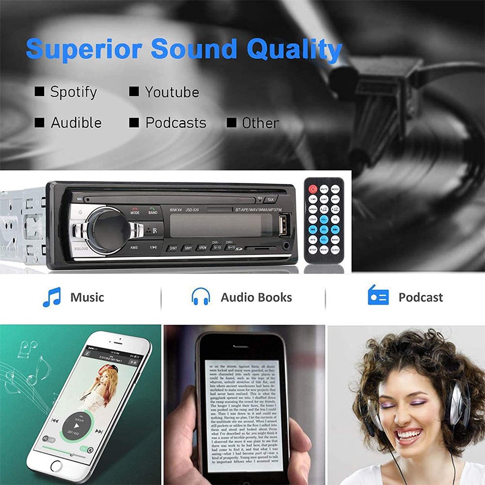 One Din Car Radio JSD520 12V Car Mp3 Player Autoradio BT FM Transmitter Aux-in USB Handsfree Audio Car Stereo