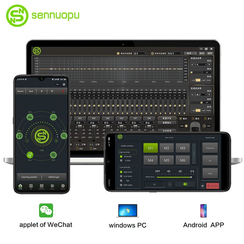 Sennuopu Dsp Audio Processor Car 4 Channel Stereo Amplifier for Active Speaker