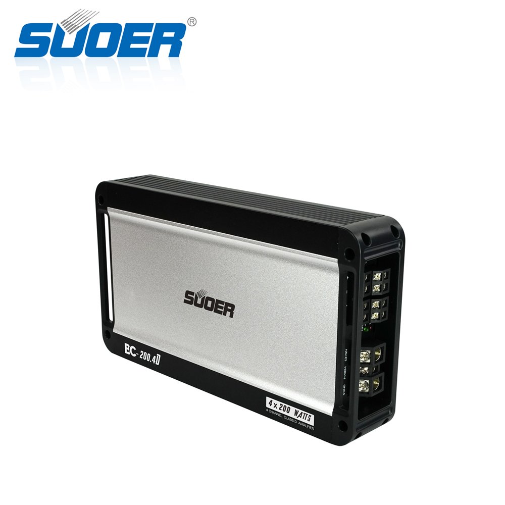 Suoer BC-200.4 Big Power 2500W Max Power 4 Channel 200 Watts Class D Car Amplifier