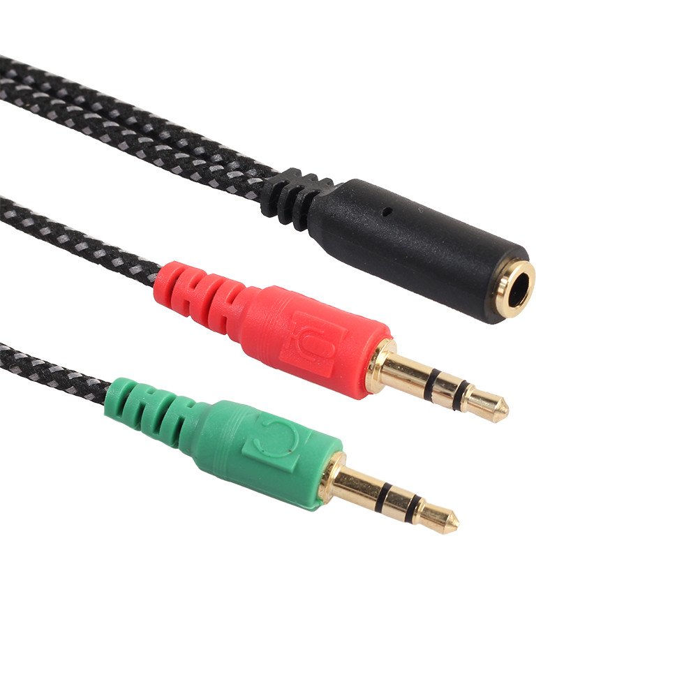 Audio Adapter Cable 3.5mm Y Splitter 2 Jack Male to 1 Female Headphone Mic Woven Net High Quality Accessories