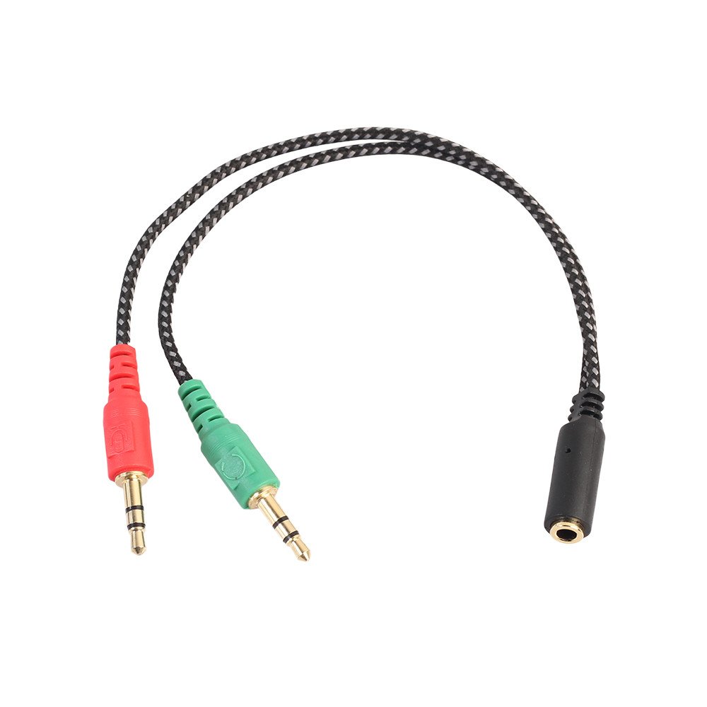 Audio Adapter Cable 3.5mm Y Splitter 2 Jack Male to 1 Female Headphone Mic Woven Net High Quality Accessories