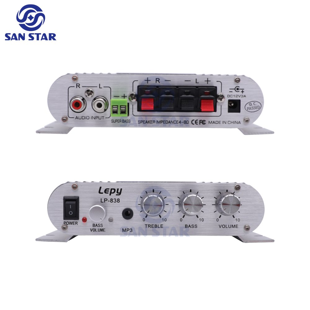 Lepy LP-838 Mini HiFi 2.1 Car Integrated Stereo Audio Amplifier