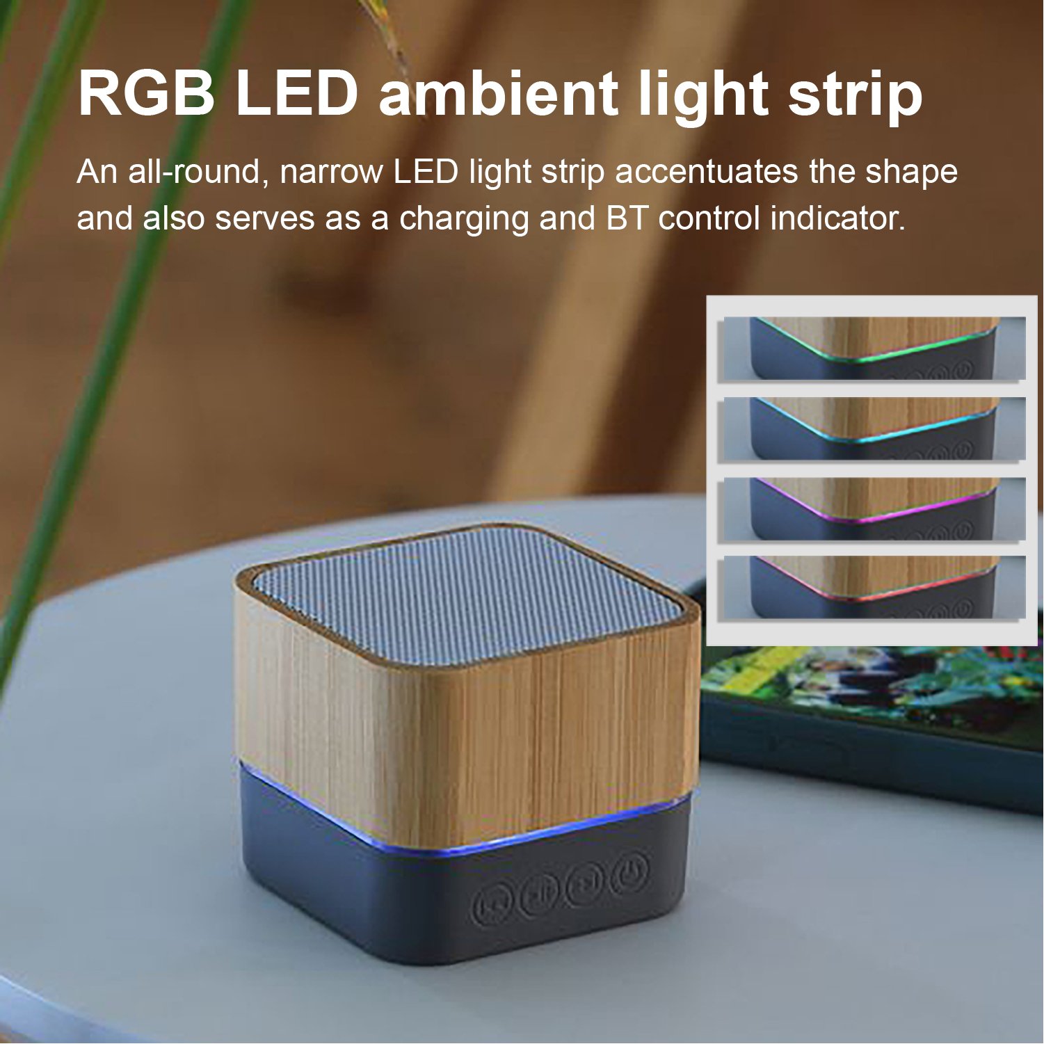 Bamboo Music Sound 3W Powered RGB Wireless Mini Portable bluetooths Speakers