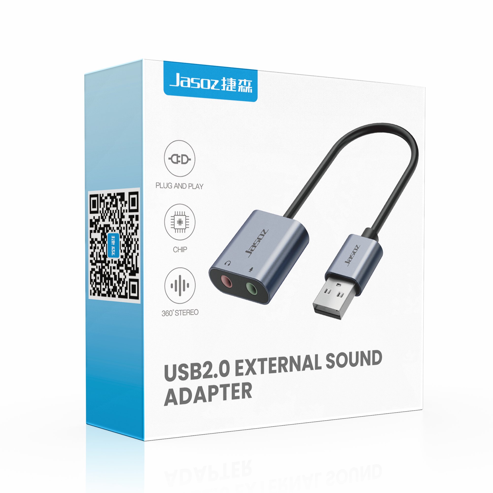 New Arrival USB 2.0 To Jack 3.5mm Dual Port 2 Channel External Sound Card Adapter Converter Audio