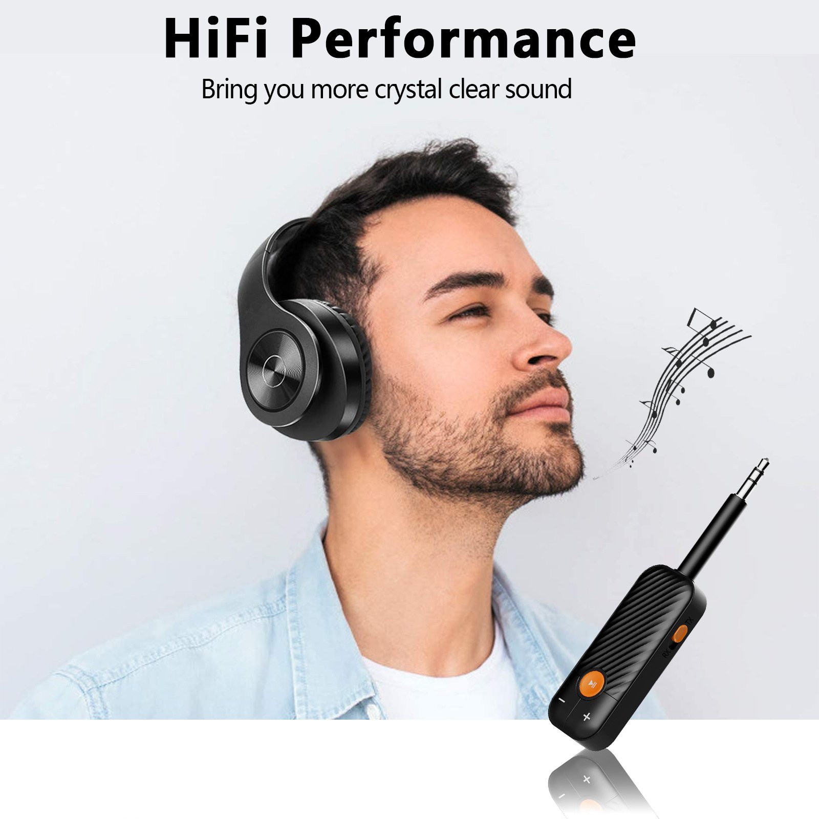 2 in 1 Portable Wireless Transmitter and Receiver 5.2 BT Compatible 3.5 AUX Stereo Audio Adapter for Headphone TV Car