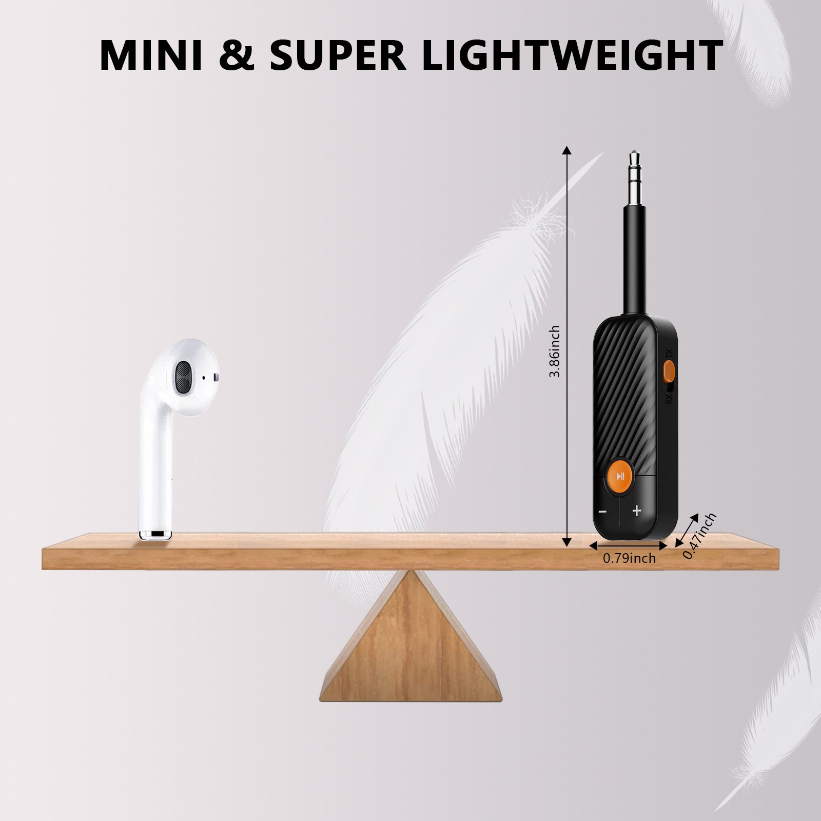 2 in 1 Portable Wireless Transmitter and Receiver 5.2 BT Compatible 3.5 AUX Stereo Audio Adapter for Headphone TV Car