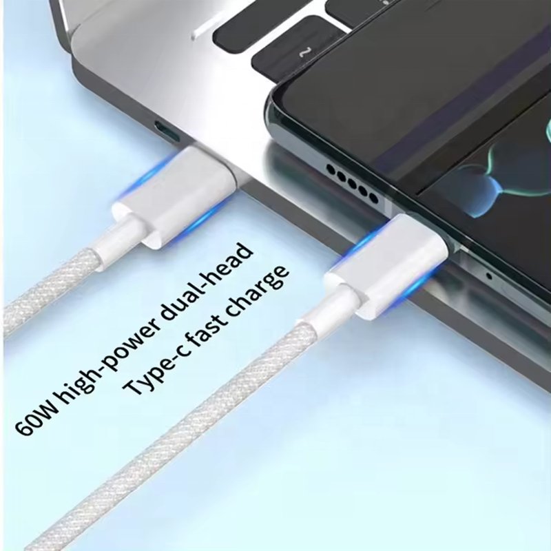 Popular Products 2024 Colorful Design Fast Chargers C To C Fabric Charging Cable 1m 3ft Usbs Chargering Mobile Phone Flex Cables