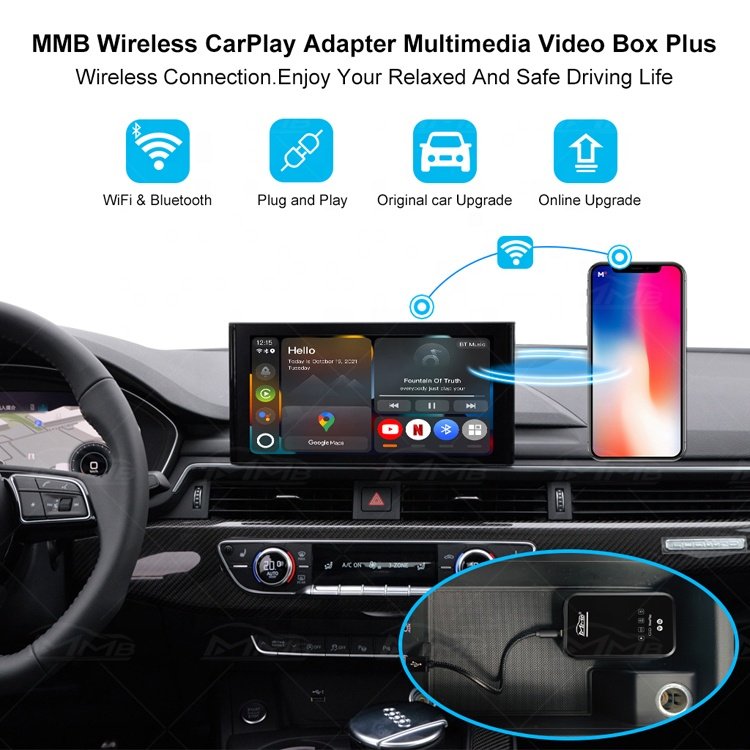 Wholesale Magic Box 4+64GB Portable Carplay Android 11 13 Multimedia Video Wireless Car Play Ai Box for Netflix Youtube