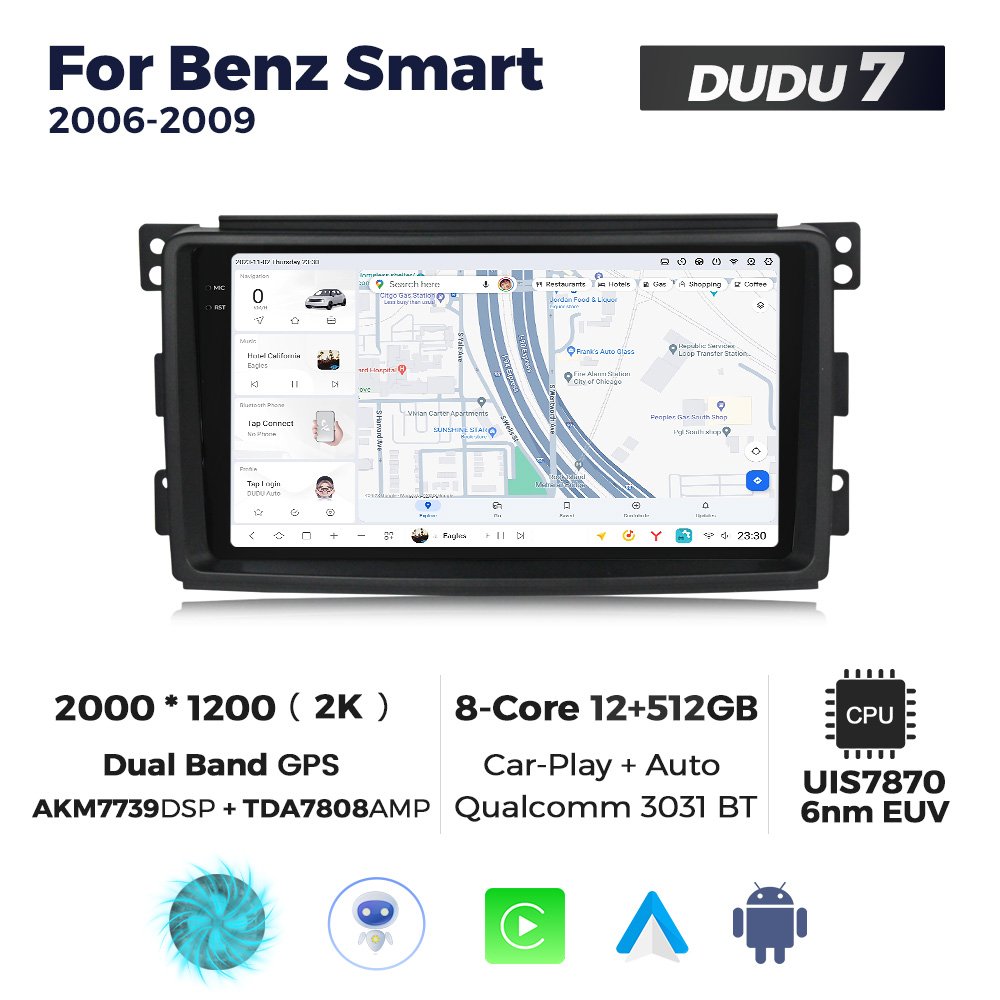 MEKEDE Android Car Multimedia Car Stereo Auto Radio DUDU 2K Touch Screen 12+512GB TDA7708 RADIO for BENZ SMART