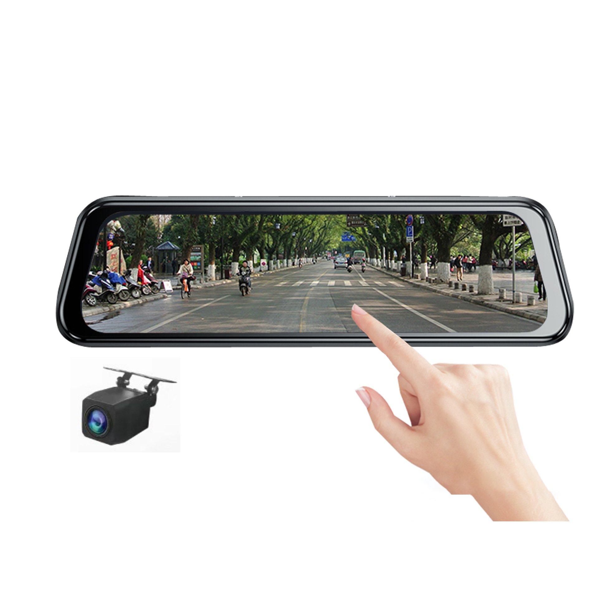 High-definition 10-inch Driving Recordercar Rearview Mirror Recorder Dual-lens Reversing Streaming Media Car Rearview Recorder