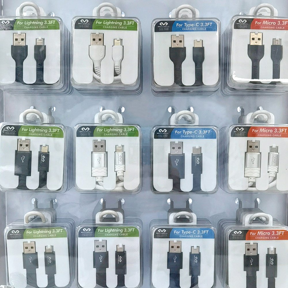 High Quality wooden Mobile phone Accessories Display USB charger,car charger, cables, Audio cable Wooden Display Stand