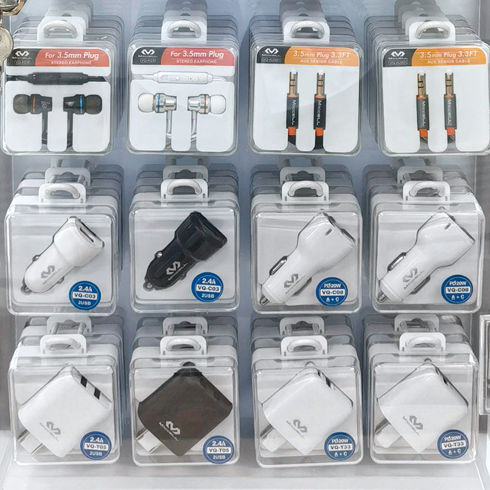 High Quality wooden Mobile phone Accessories Display USB charger,car charger, cables, Audio cable Wooden Display Stand