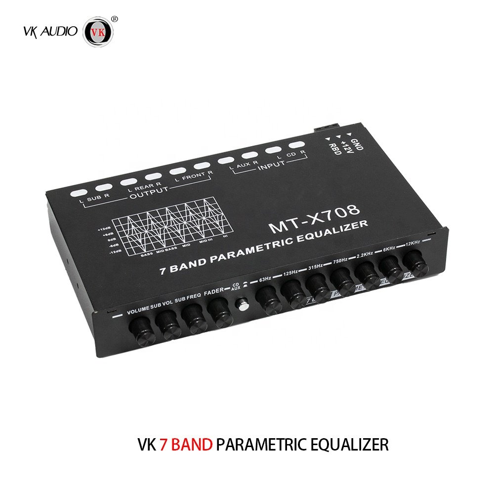 12V Class AB Parametric Equalizer 7-Band Car Amplifier Multifunction Car Equalizer