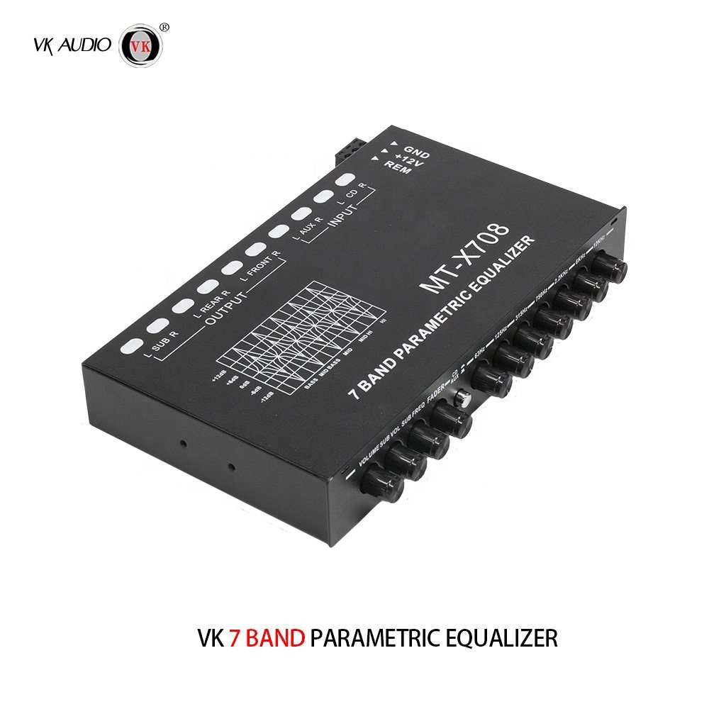 12V Class AB Parametric Equalizer 7-Band Car Amplifier Multifunction Car Equalizer