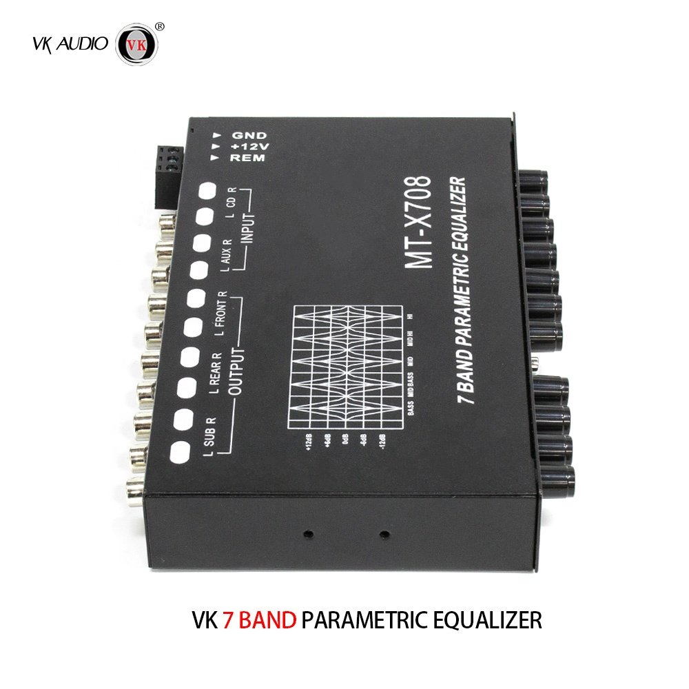12V Class AB Parametric Equalizer 7-Band Car Amplifier Multifunction Car Equalizer