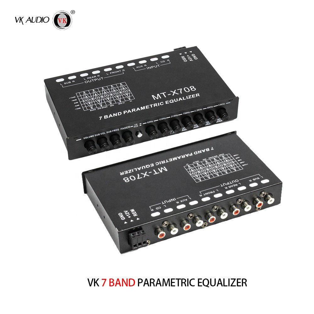 12V Class AB Parametric Equalizer 7-Band Car Amplifier Multifunction Car Equalizer