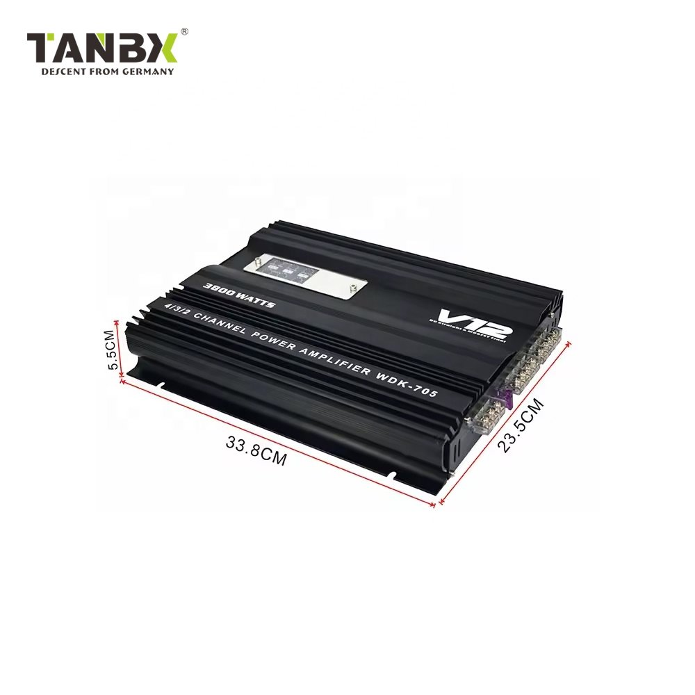 Factory 4 Channel Sound Digital High Power Car Amplifier 3800W Professional Class AB Cheap Price(WDK-V705)