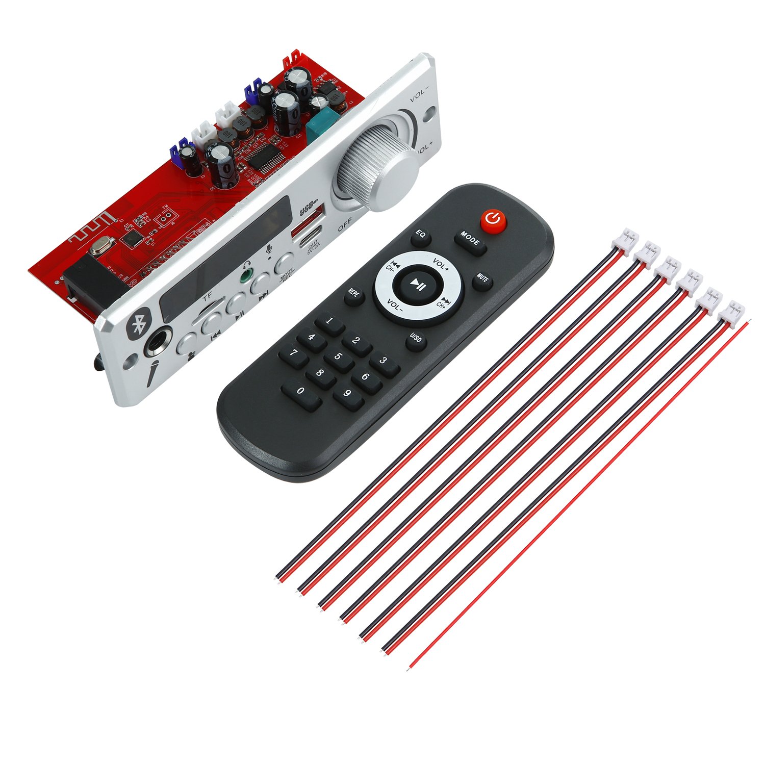 2*40W Hands-Free Bluetooth 5.0 MP3 Decoder Board 80W Amplifier FM Radio Module Car Audio System Supporting FM TF USB AUX