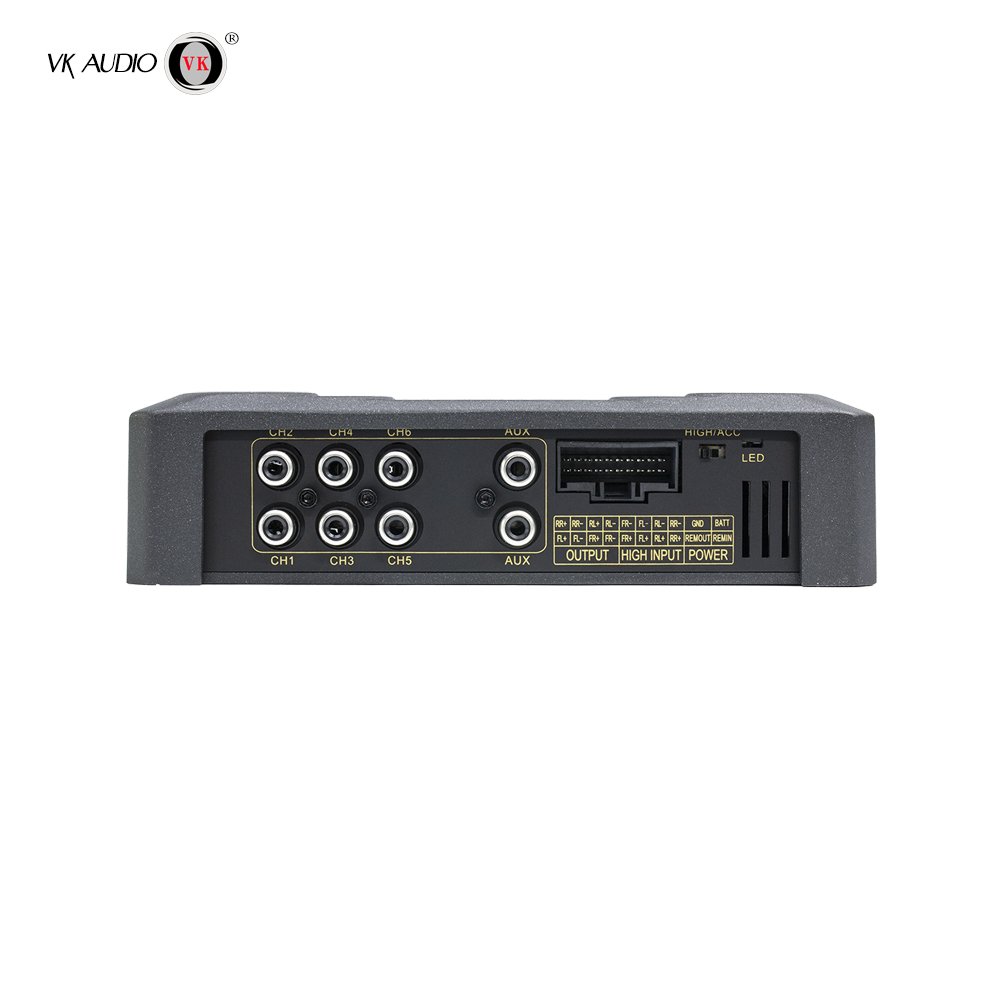 Wholesale 6*60W Car Audio DSP Speaker Amplifier 6-Channels with Electric Horn Design Aluminium ABS Material Manufacturer Direct