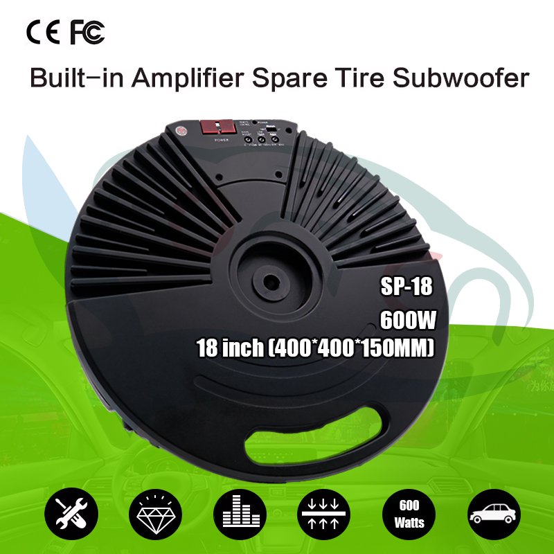 Car Exterior Electronics Universal 18inch Auto Spare Tire Tyre Subwoofer Professional Audio Amplifier Car Powered Bass Speaker