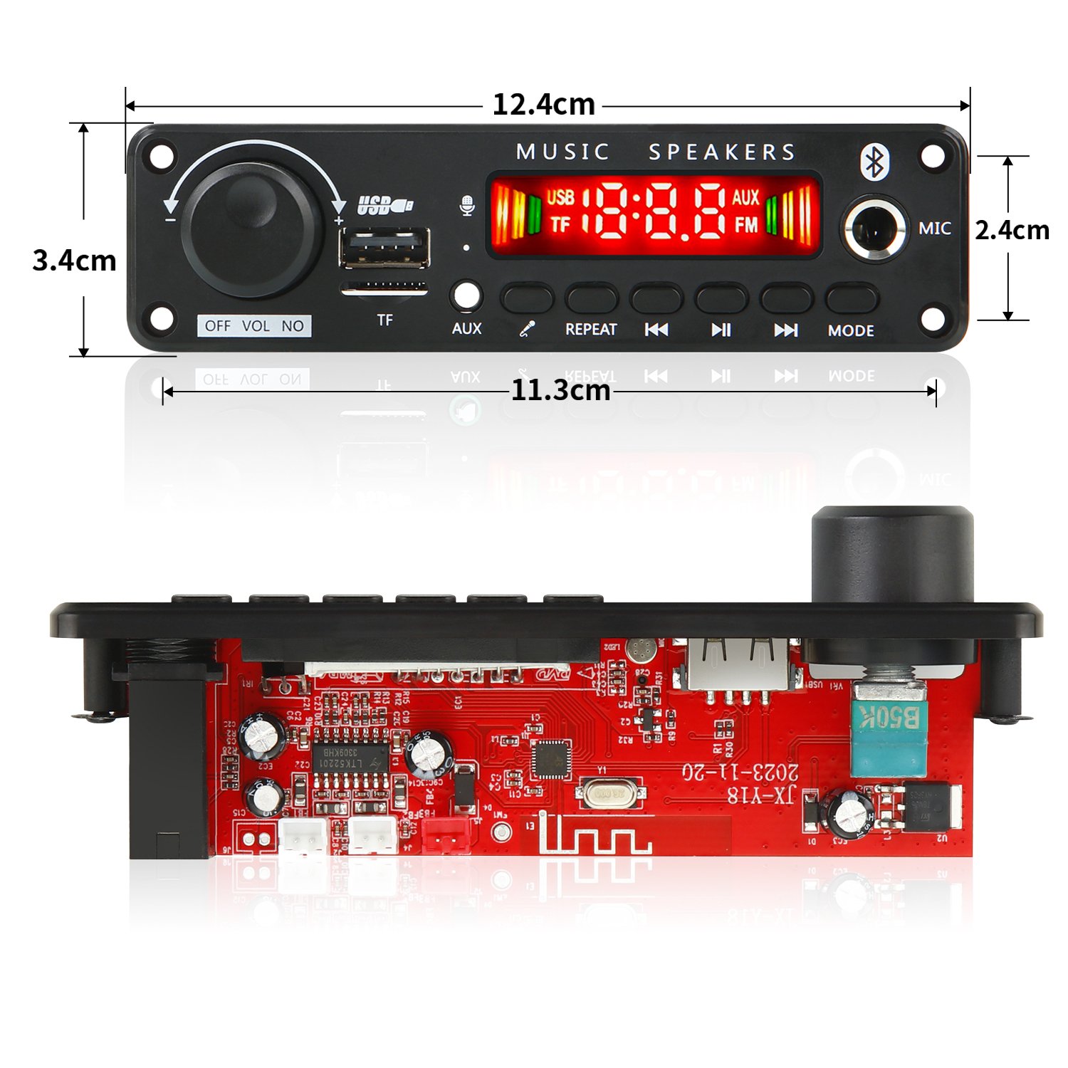 Bluetooth 5.0 MP3 WMA APE Decoder Board 50W Amplifier DC 12V DIY Music Player Speaker Car Audio FM USB Recording Handsfree Call