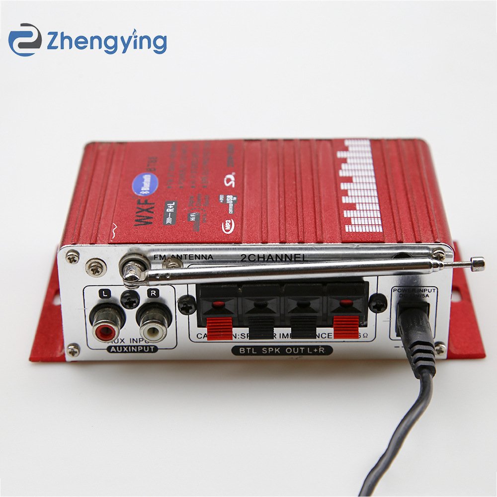 12V Car Home Audio Amplifier Dual Channel Stereo Power Amp with USB SD AUX Inputs and FM Radio