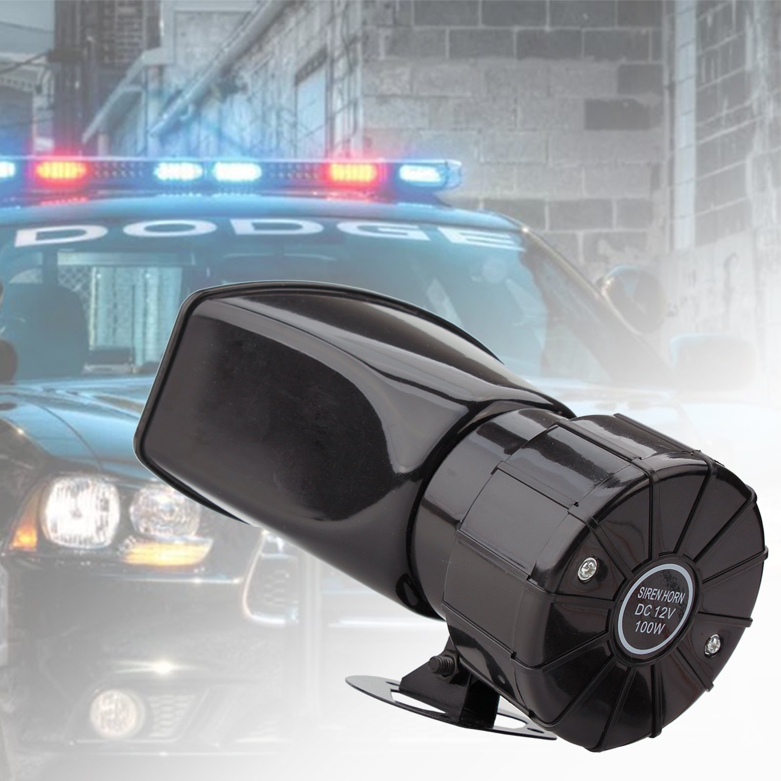 B-Car Siren Horn 7 Tone Siren Vehicle Loudspeaker with Handheld Microphone Amplifier 12V 100W Emergency Sounds