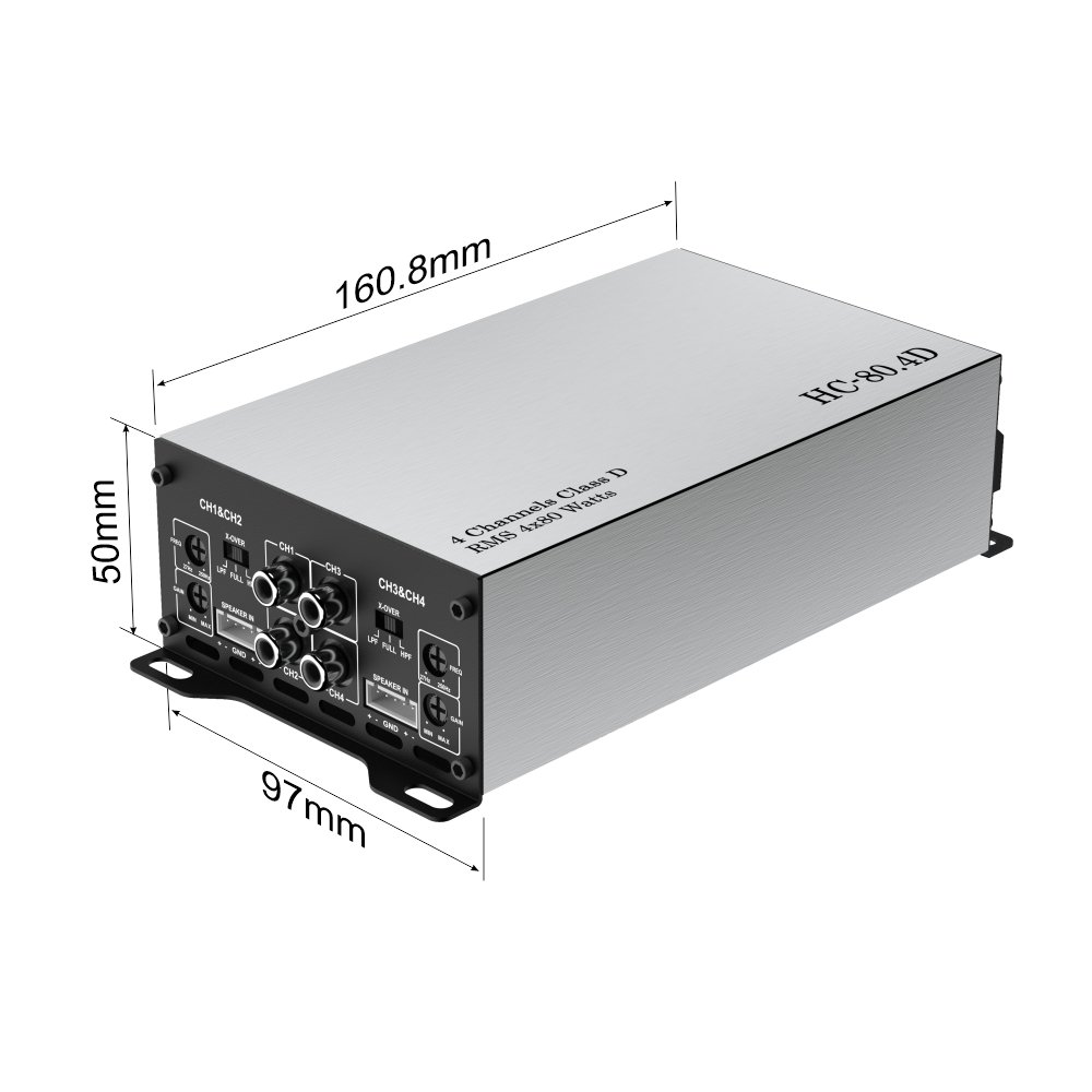 Car Amplifier Compact Mini Size HC-80.4D Cheap Amplifier Class D RMS 4*80W