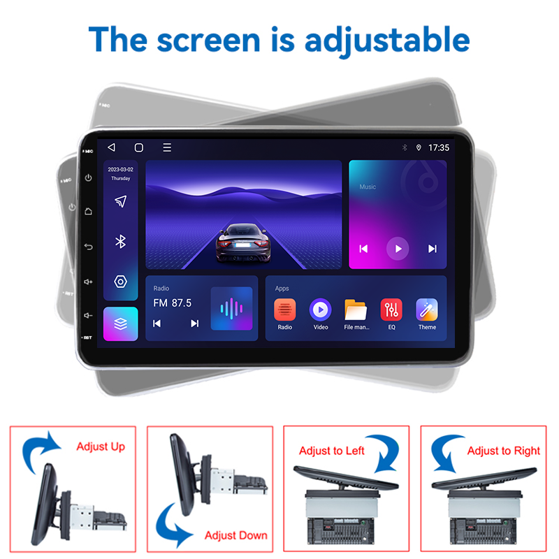 Bosstar 10inch 1/2din Adjustable Screen CarPlay Android Car Audio Radio With WiFi BT GPS Universal Car Multimedia Player