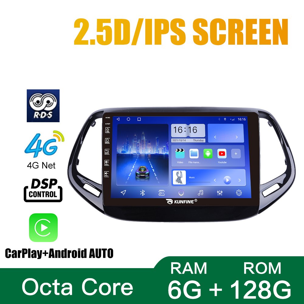 For Jeep Compass 2017 2018 10 Inch Headunit Device Double 2 Din Octa-Core Quad Car Stereo GPS Navigation Android Car Radio