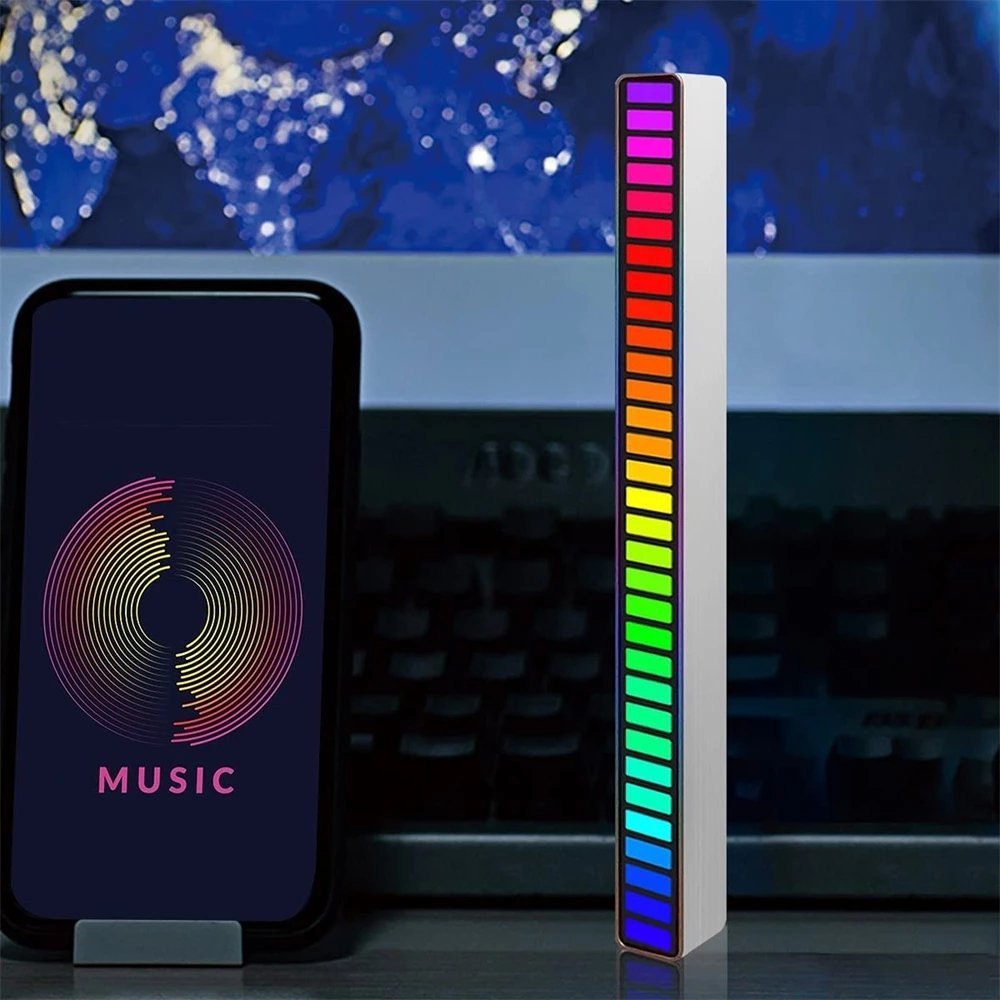 Voice APP Control Stereo Music Spectrum LED Light Audio Level Indicator Amplifier VU Meter for Car Player Atmosphere Lamps