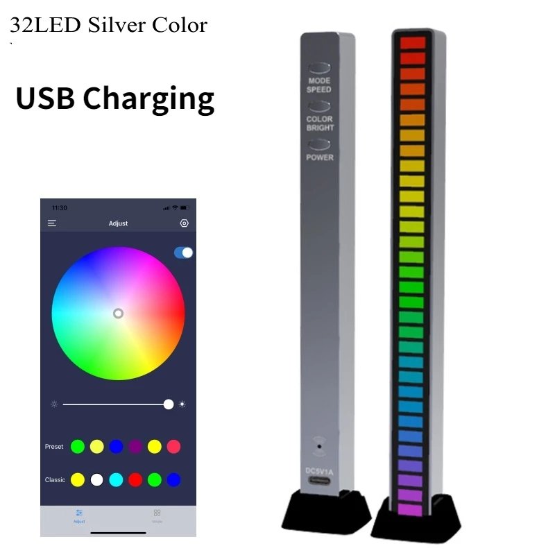 Voice APP Control Stereo Music Spectrum LED Light Audio Level Indicator Amplifier VU Meter for Car Player Atmosphere Lamps