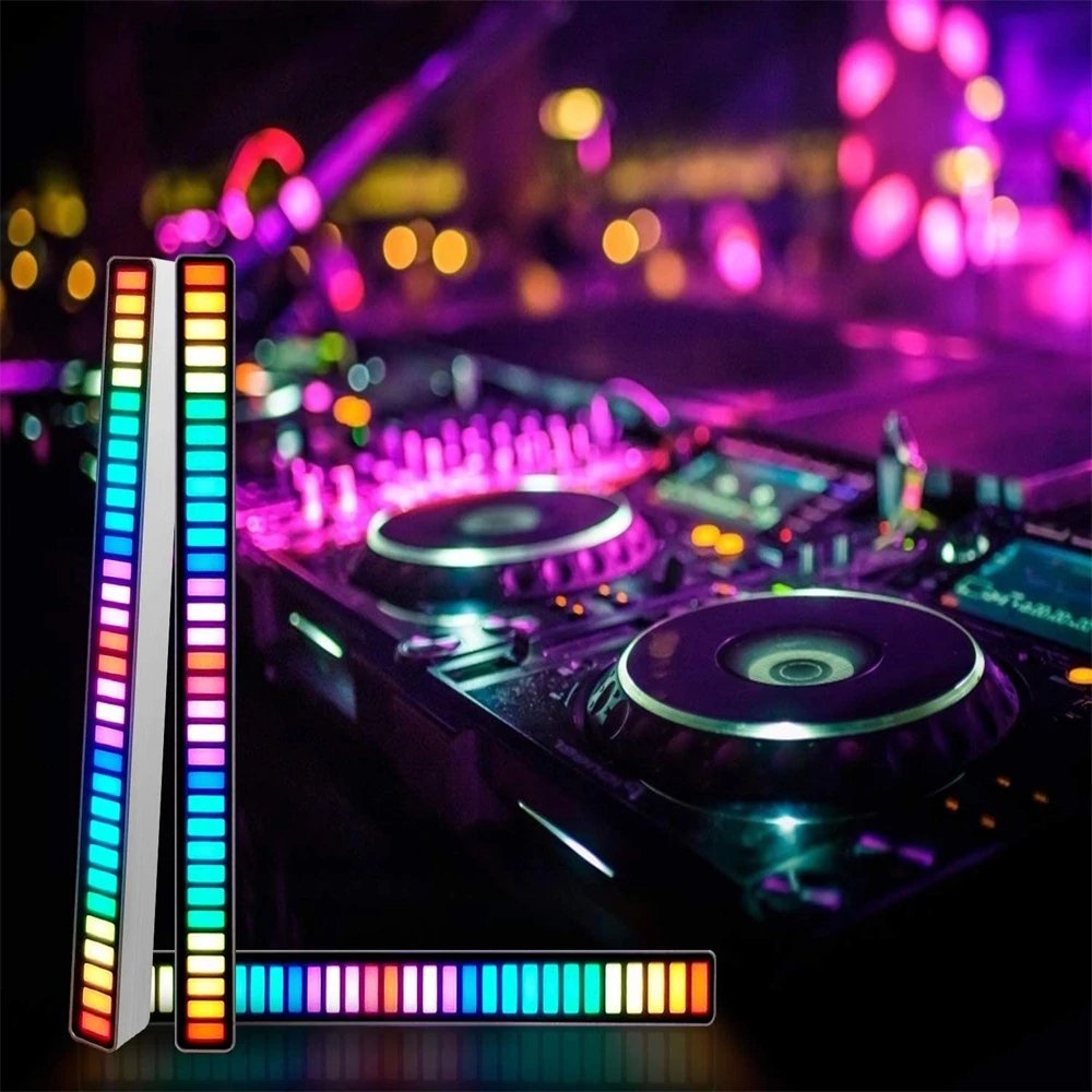 Voice APP Control Stereo Music Spectrum LED Light Audio Level Indicator Amplifier VU Meter for Car Player Atmosphere Lamps