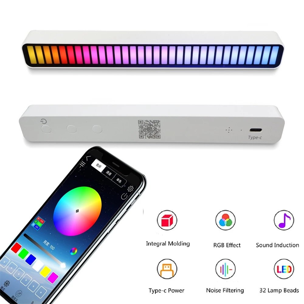 Voice APP Control Stereo Music Spectrum LED Light Audio Level Indicator Amplifier VU Meter for Car Player Atmosphere Lamps